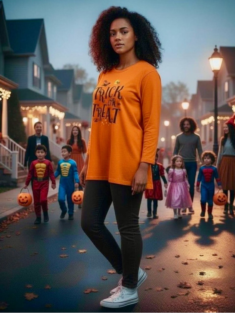 Basic Editions Bright Orange Halloween T-Shirt